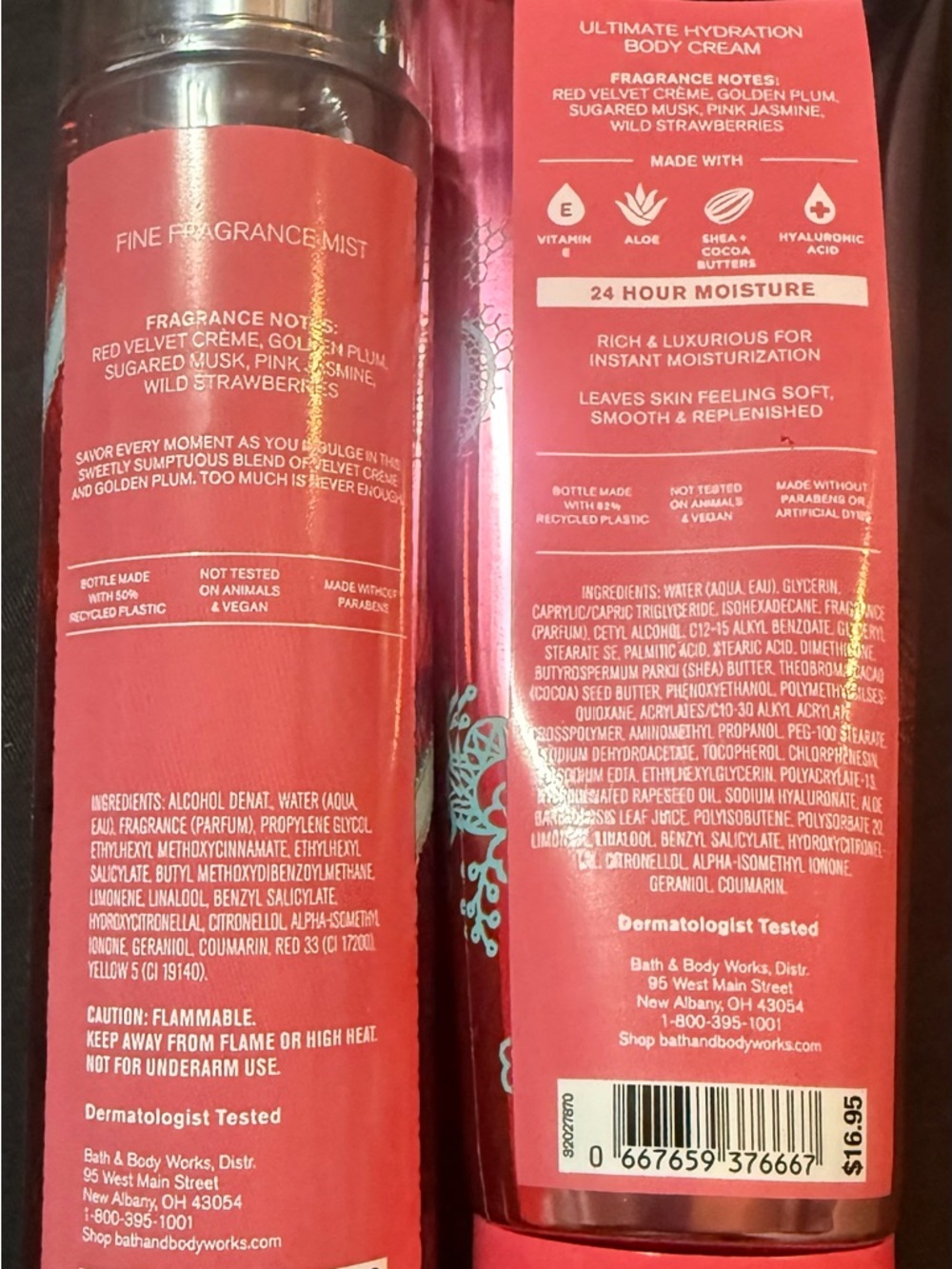 Bath & Body Works Velvet Sugar Fine Fragrance Mist & Body Cream - Pink/Red - Picture 2 of 2